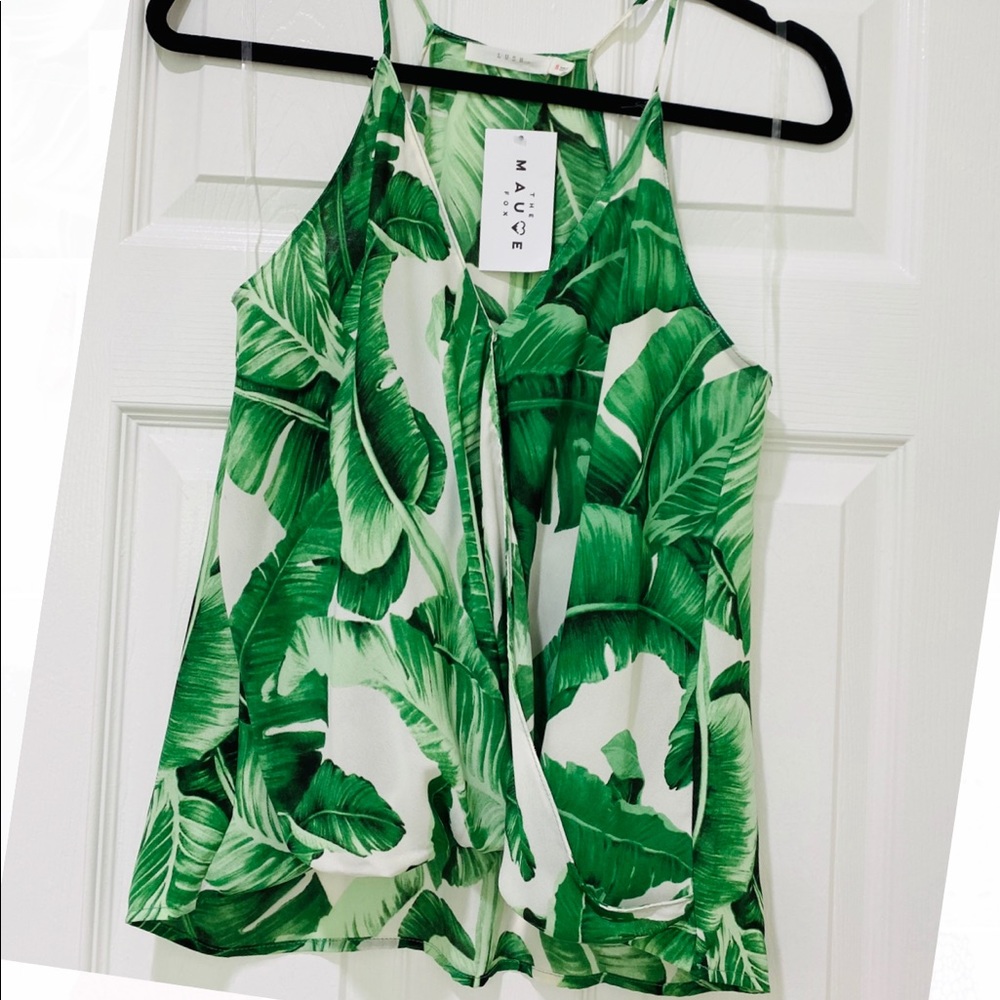 L U S H // palm leaf spaghetti racer back tank